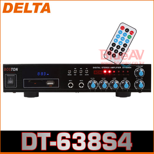 DELTA DT-638S4/스테레오앰프/마이크2개/25W*4개/USB플레이어,FM라디오기능이 있는 인티앰프Delta DT638S4