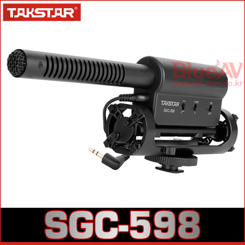 TAKSTAR SGC-598/비디오마이크/고감도콘덴서마이크/카메라용/캠코더용/+10dB/충격방지/AA건전지사용/SGC598
