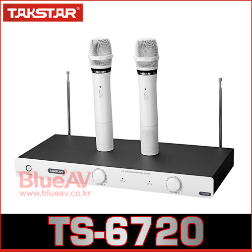 TAKSTAR TS-6720/핸드2채널 무선마이크/VHF 200MHz/랙장착가능/화이트색상/TS6720