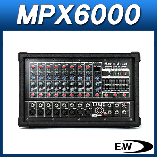MasterSound MPX6000/고급형 파워드믹서/600W출력/USB플레이어내장/파워앰프/랙날개포함(E&amp;W MPX-6000)